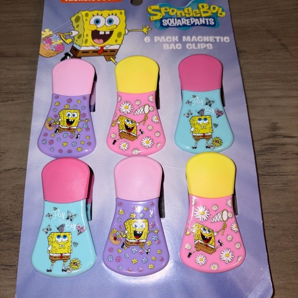 SpongeBob Squarepants Other - 🆕💜 Nickelodeon SpongeBob SquarePants Magnetic Bag Clips Set of 6 Fridge Clips